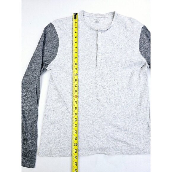 J. Crew Size Medium Mens Gray Cotton Charcoal Long Sleeve Fashion Henley - Picture 8 of 9